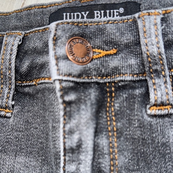 Judy Blue Gray and Green Cactus Embroidered Jean Shorts - Picture 8 of 9